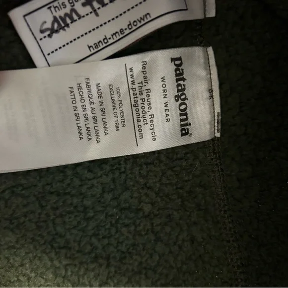 Boys Patagonia dark green better sweater 1/4 zip pullover jacket size 14 XL - Picture 6 of 7